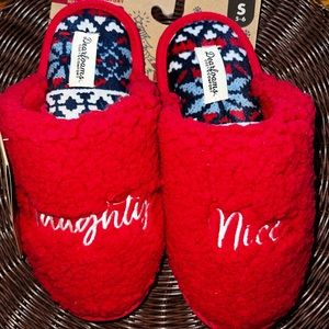 Naughty Nice Fuzzy House Slippers